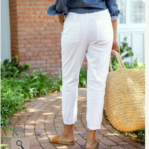 Frank & Eileen JAMESON white Utility Jogger, Italian Performance Linen, Size 2 - Picture 2 of 16